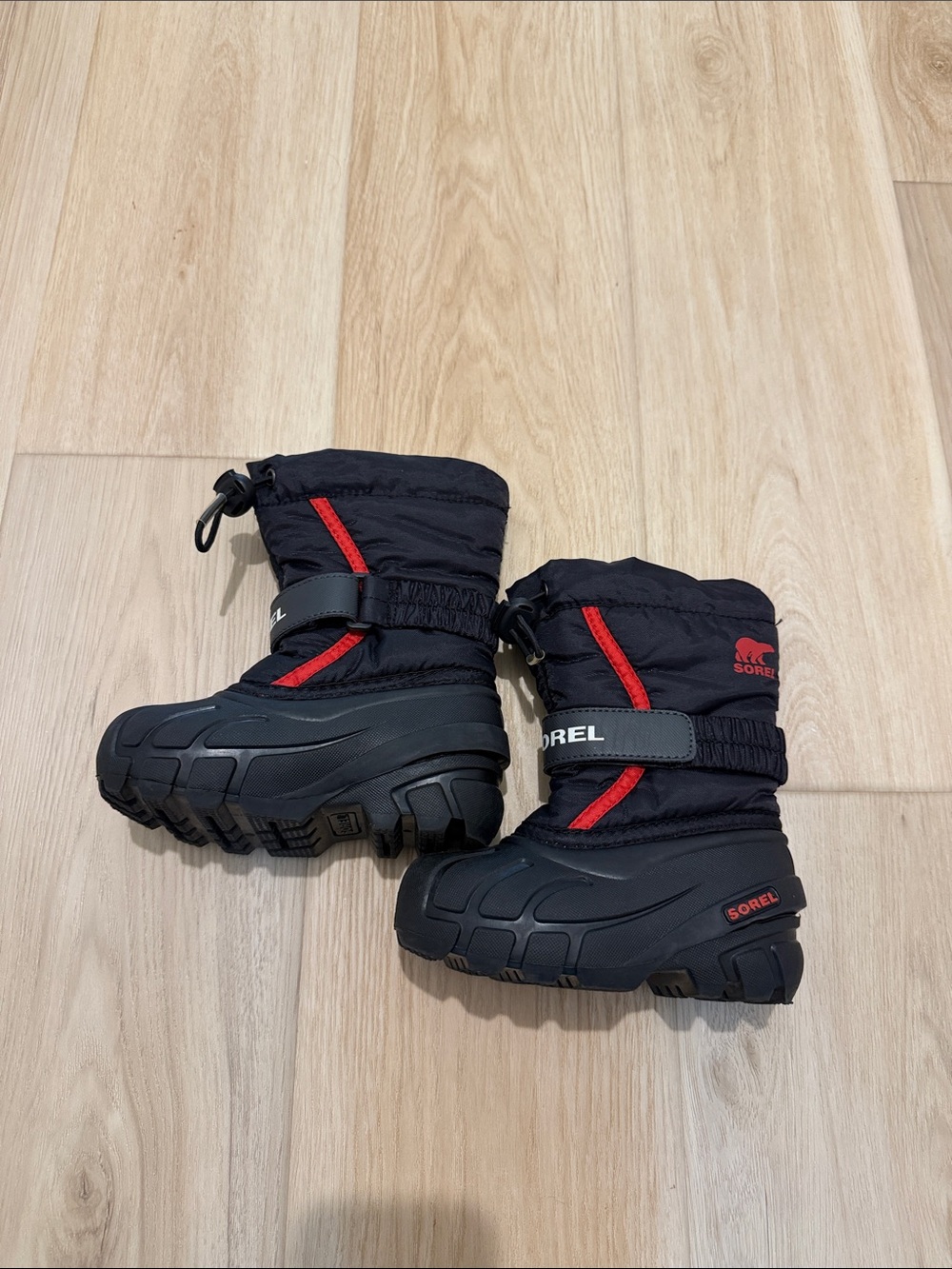 Sorel Kids Black and Red Insulated Snow Boots